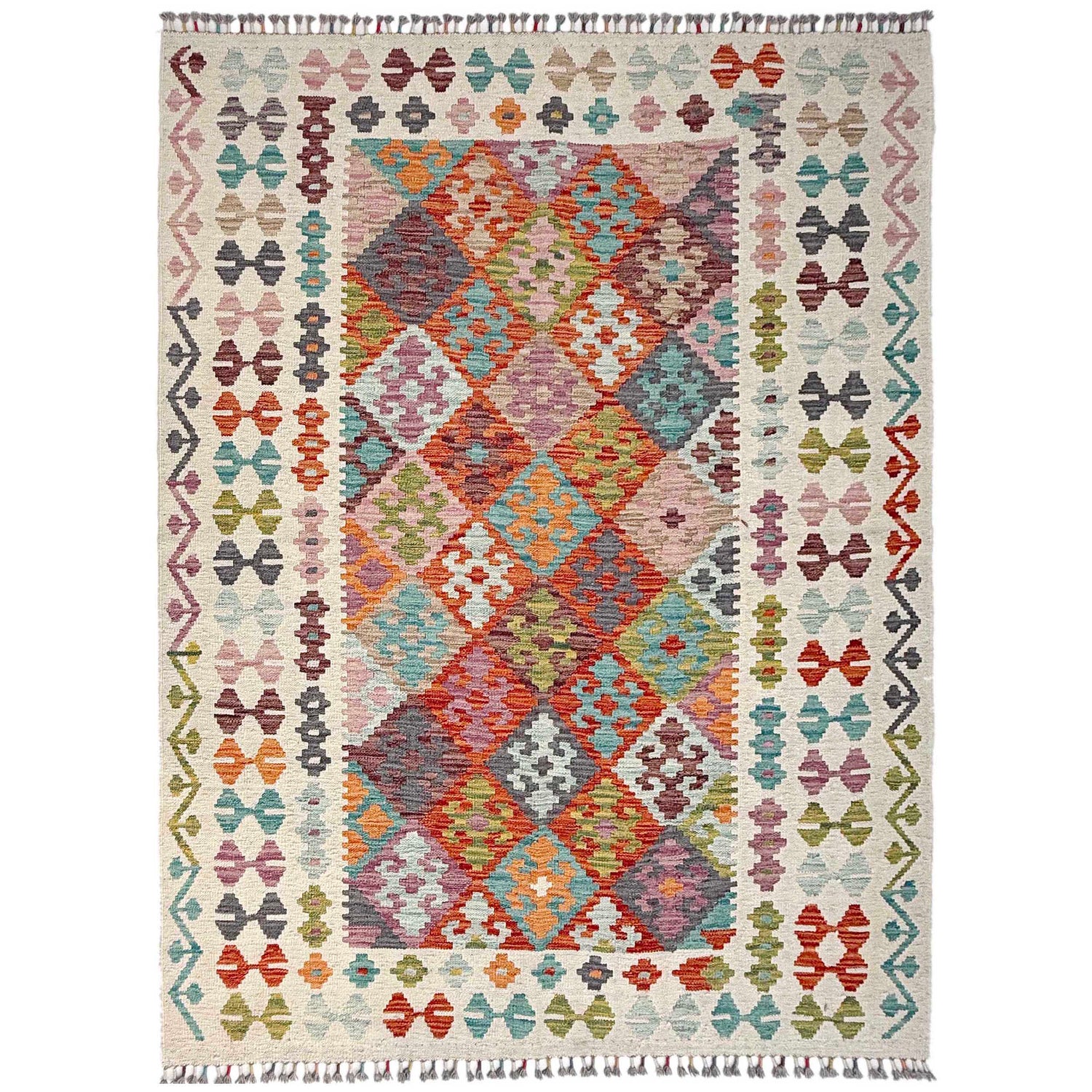 Handmade Vegetable Kelim 5' 1" x 6' 7" (ft) - No. Y37295