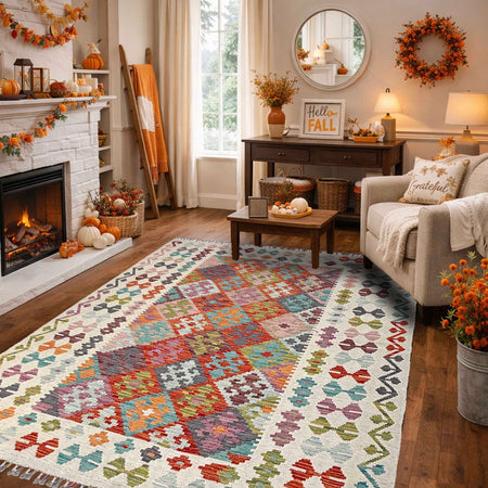 Handmade Vegetable Kelim 5' 1" x 6' 7" (ft) - No. Y37295