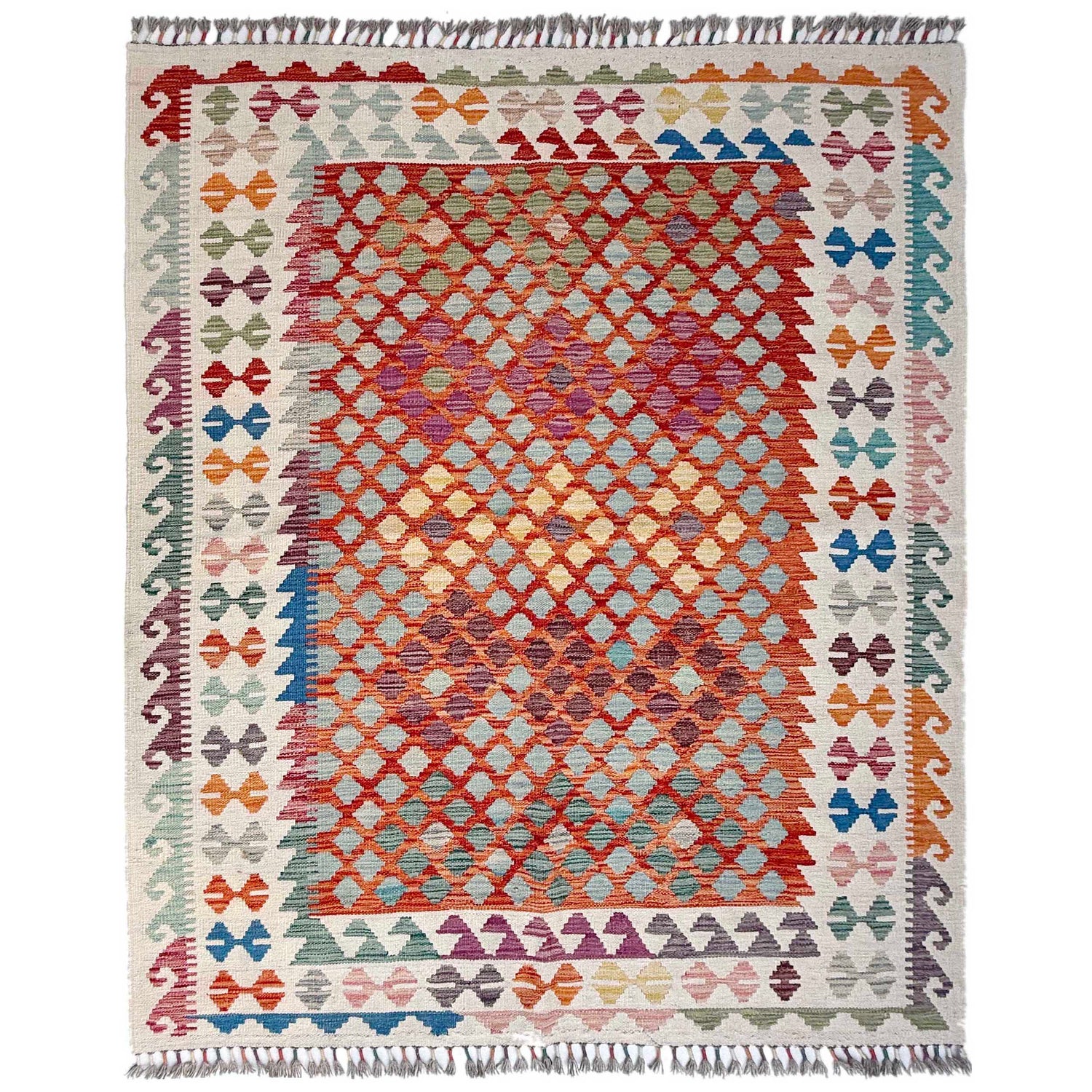 Handmade Vegetable Kilim 5' 1" x 6' 7" (ft) - No. Y37300