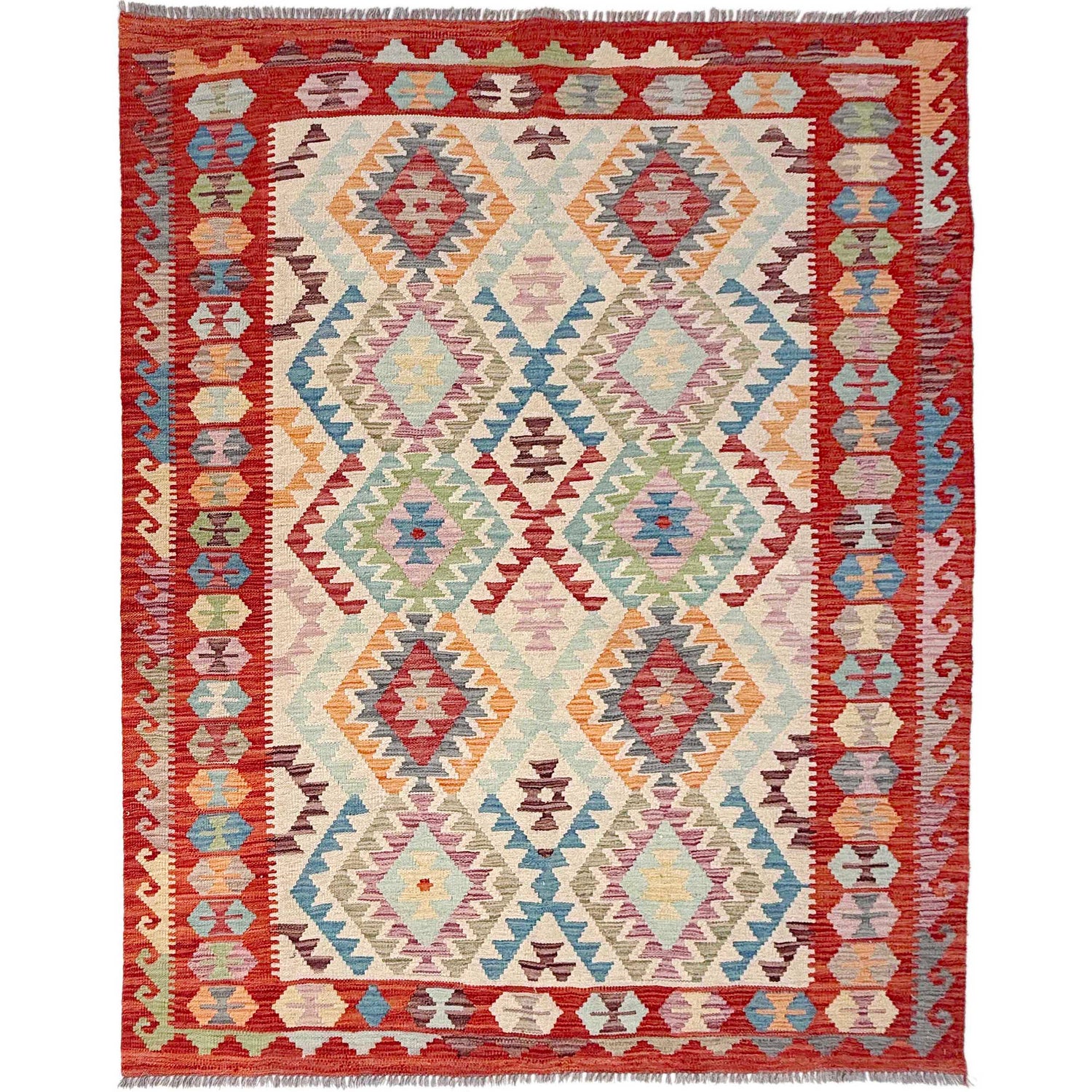 Handmade Vegetable Kilim 5' 1" x 6' 8" (ft) - No. Y37307