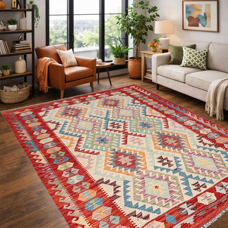 Handmade Vegetable Kilim 5' 1" x 6' 8" (ft) - No. Y37307