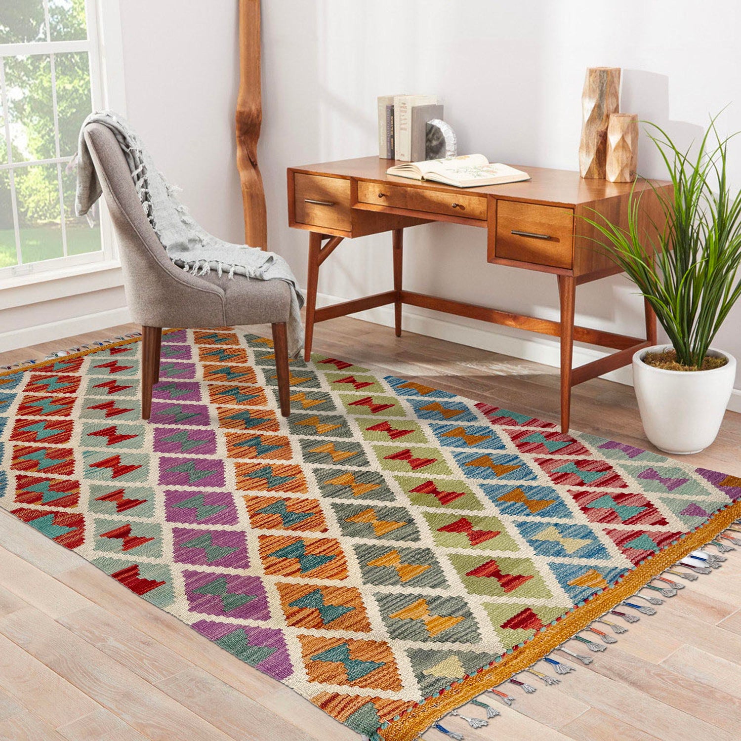 Handmade Vegetable Kelim 2' 7" x 4' 3" (ft) - No. Y37330