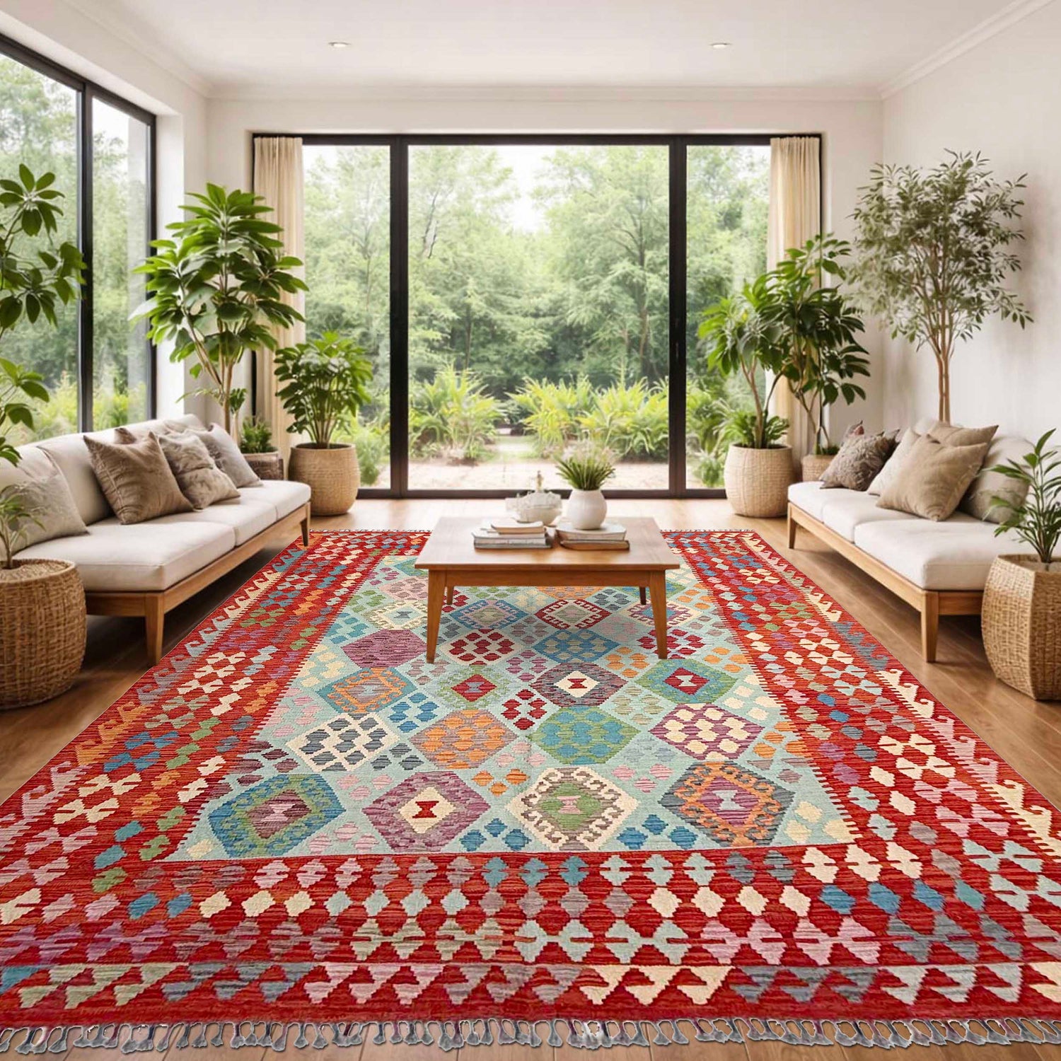 Handmade Vegetable Kelim 7' 3" x 9' 9" (ft) - No. Y37335