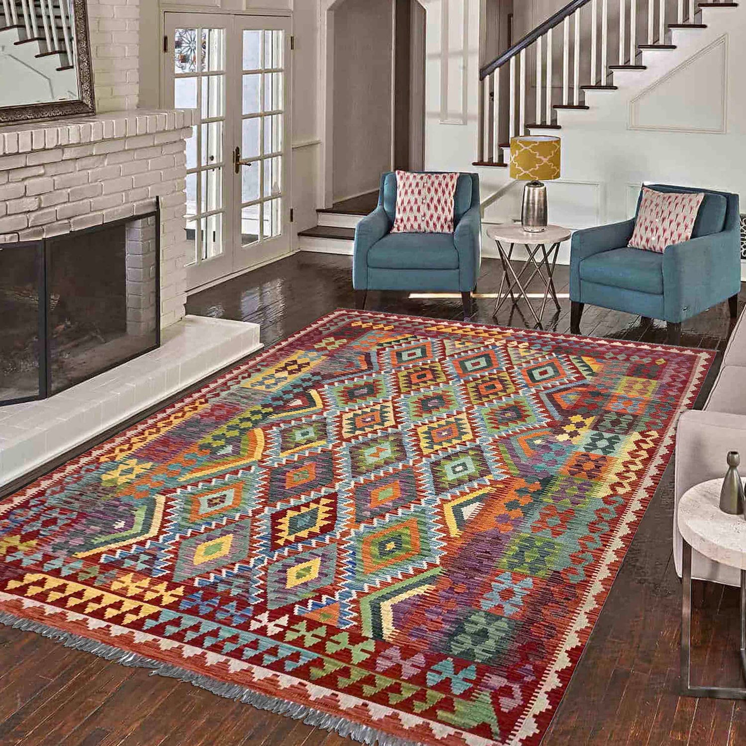 Handmade Vegetable Kilim 7' 1" x 10' 1" (ft) - No. Y37443