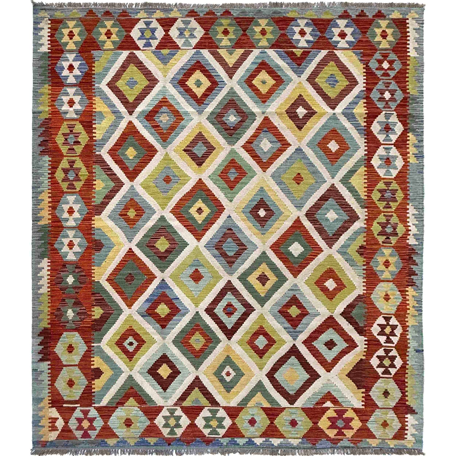 Handmade Vegetable Kelim 6' 6" x 9' 9" (ft) - No. Y37446