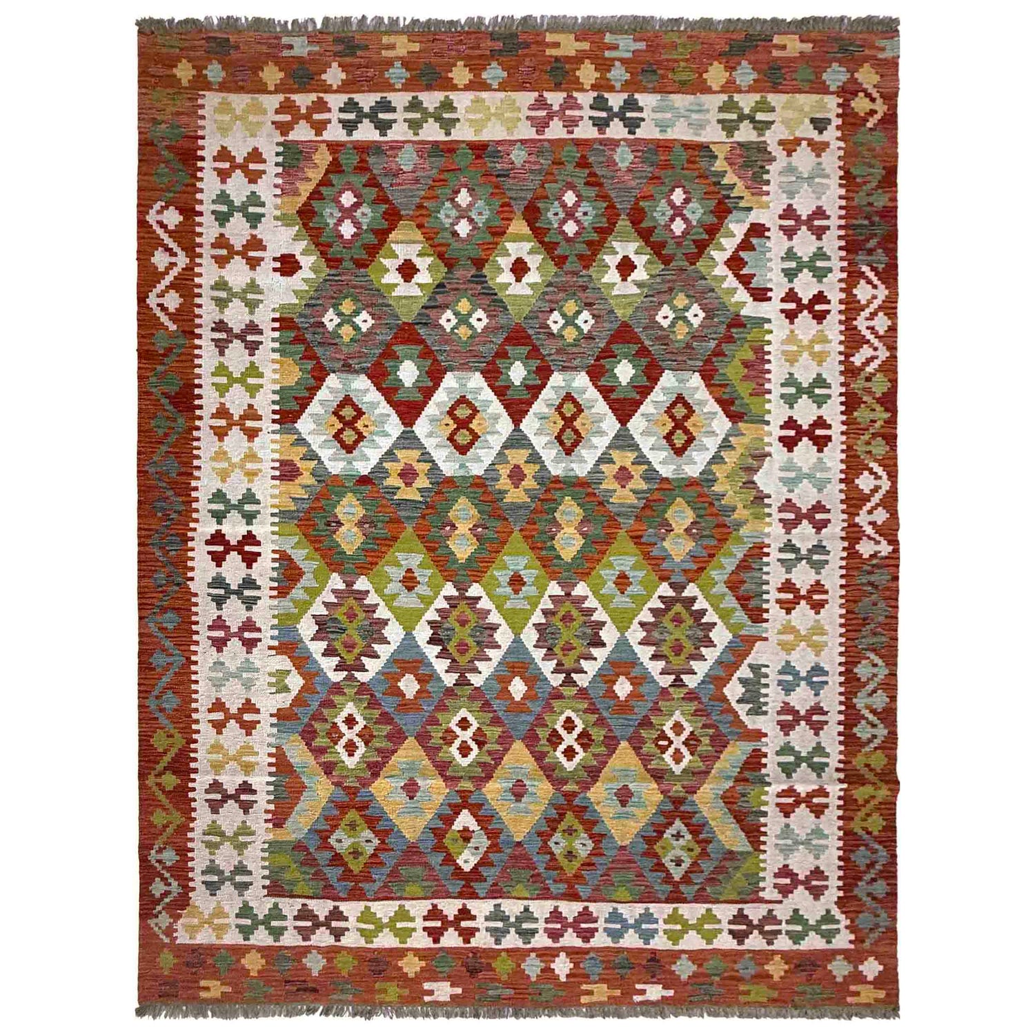 Handmade Vegetable Kelim 6' 6" x 9' 8" (ft) - No. Y37447