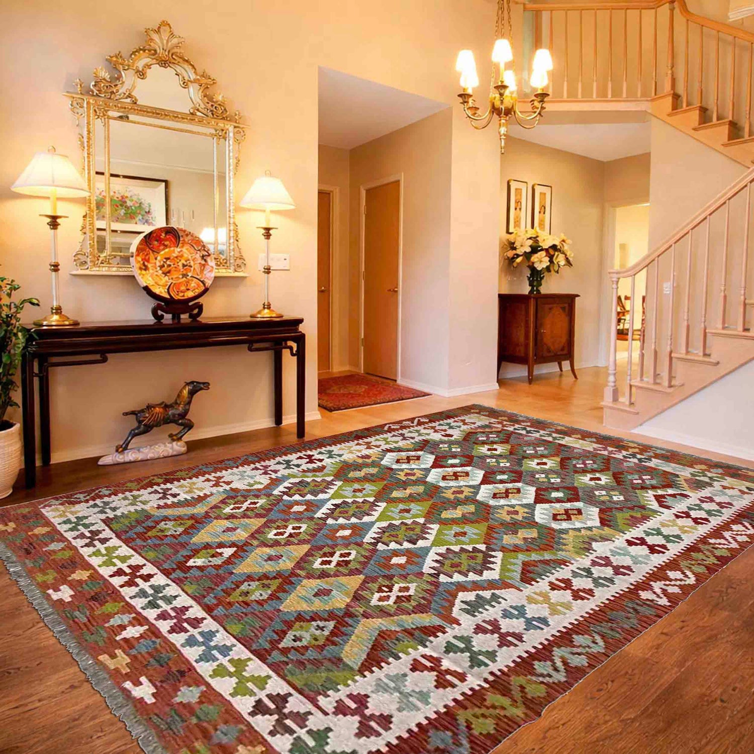 Handmade Vegetable Kelim 6' 6" x 9' 8" (ft) - No. Y37447