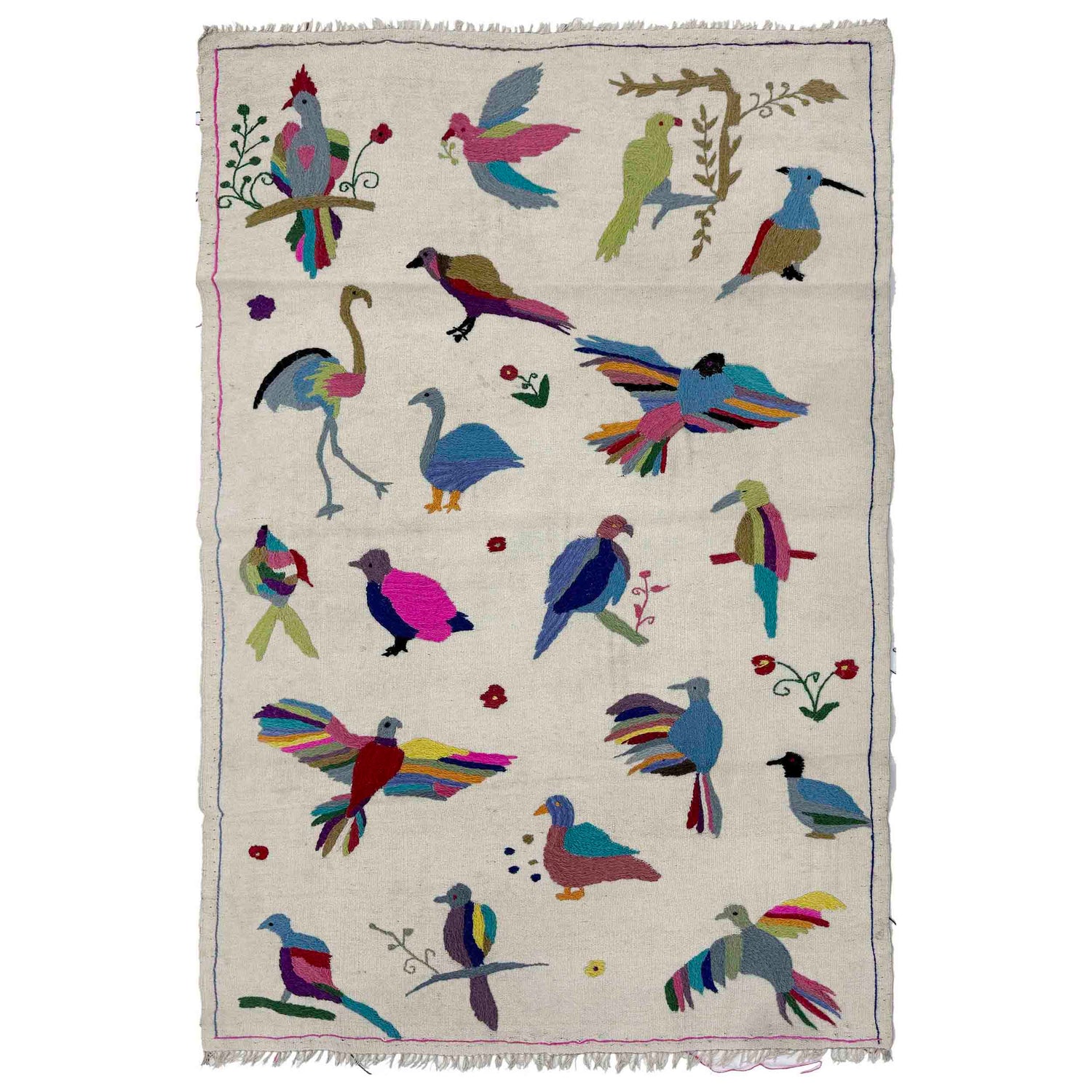 Ivory Color Embroidery Flatweave Kilim 3' 10" x 6' 4" (ft) - No. Y37553