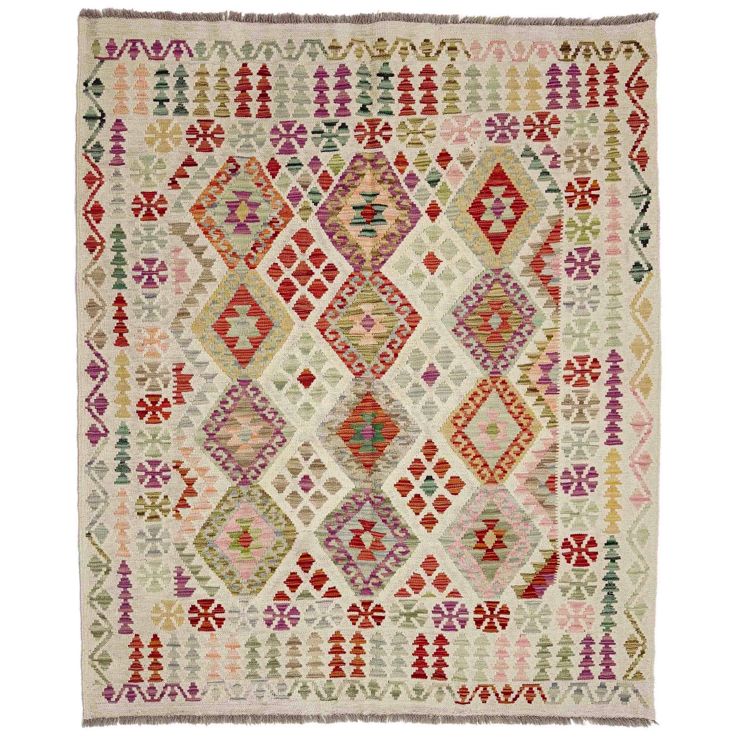 Handmade Vegetable Kilim 5' 0" x 6' 5" (ft) - No. Y39110