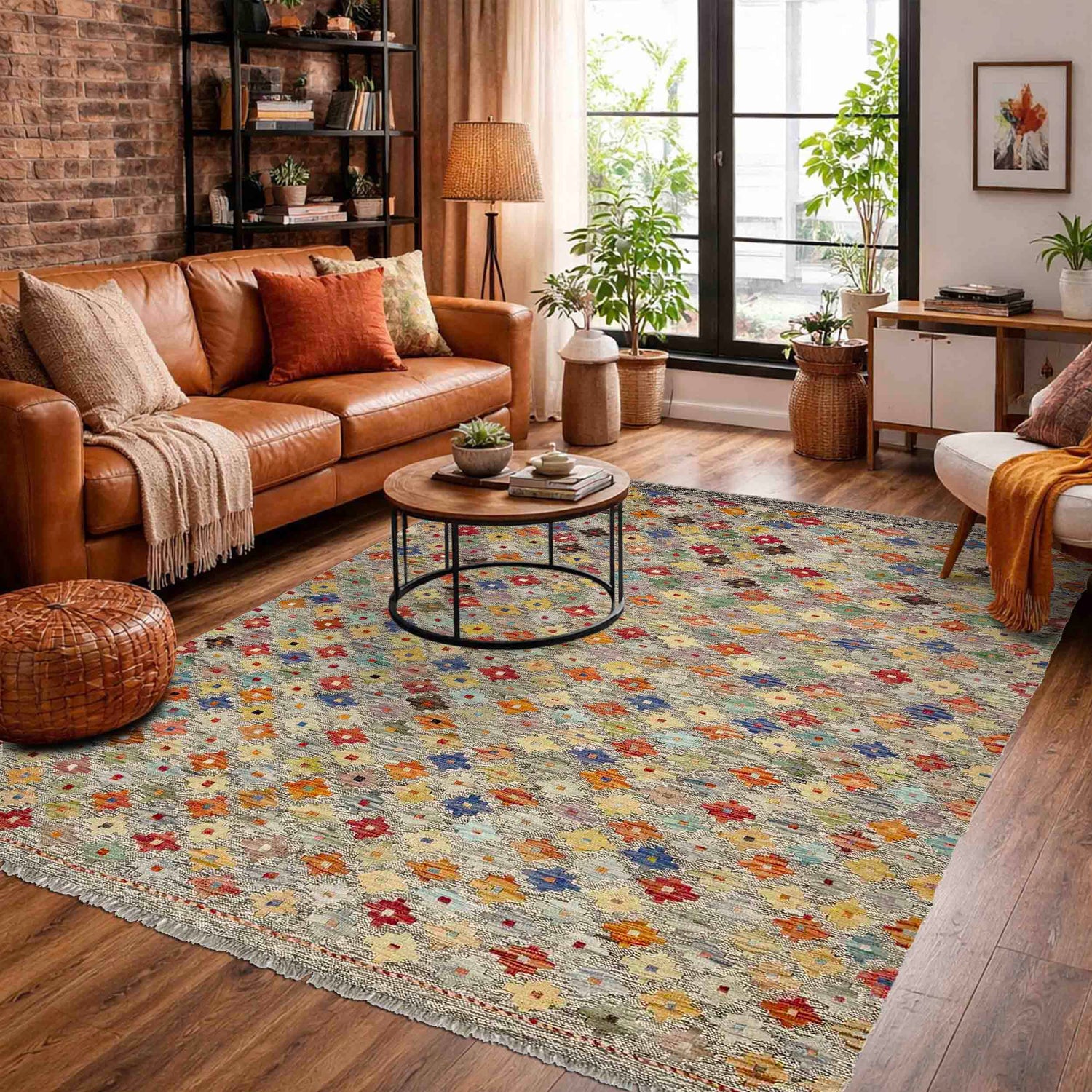 Handmade Vegetable Kelim 5' 1" x 6' 6" (ft) - No. Y39111