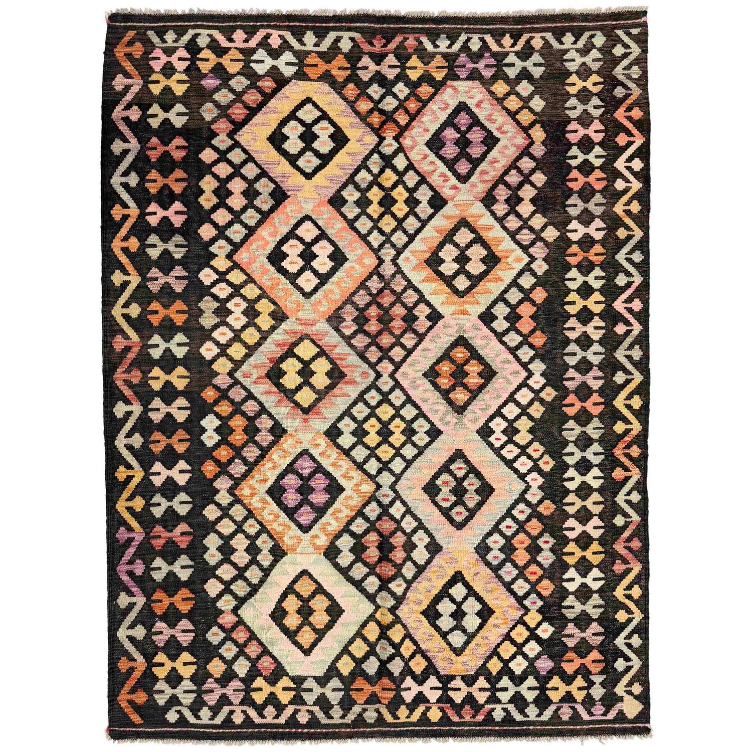 Handmade Vegetable Kilim 5' 0" x 6' 6" (ft) - No. Y39112