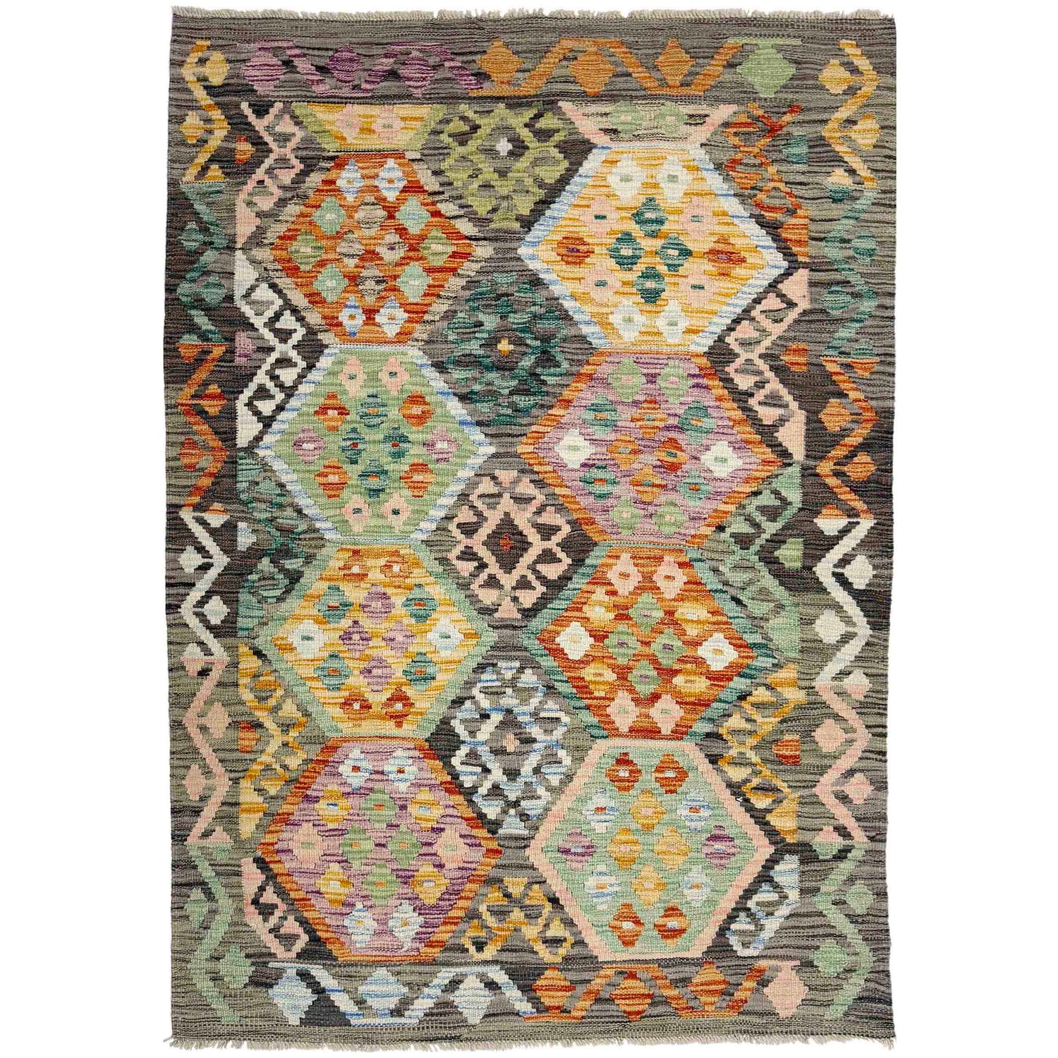 Handmade Vegetable Kilim 4' 0" x 5' 10" (ft) - No. Y39114