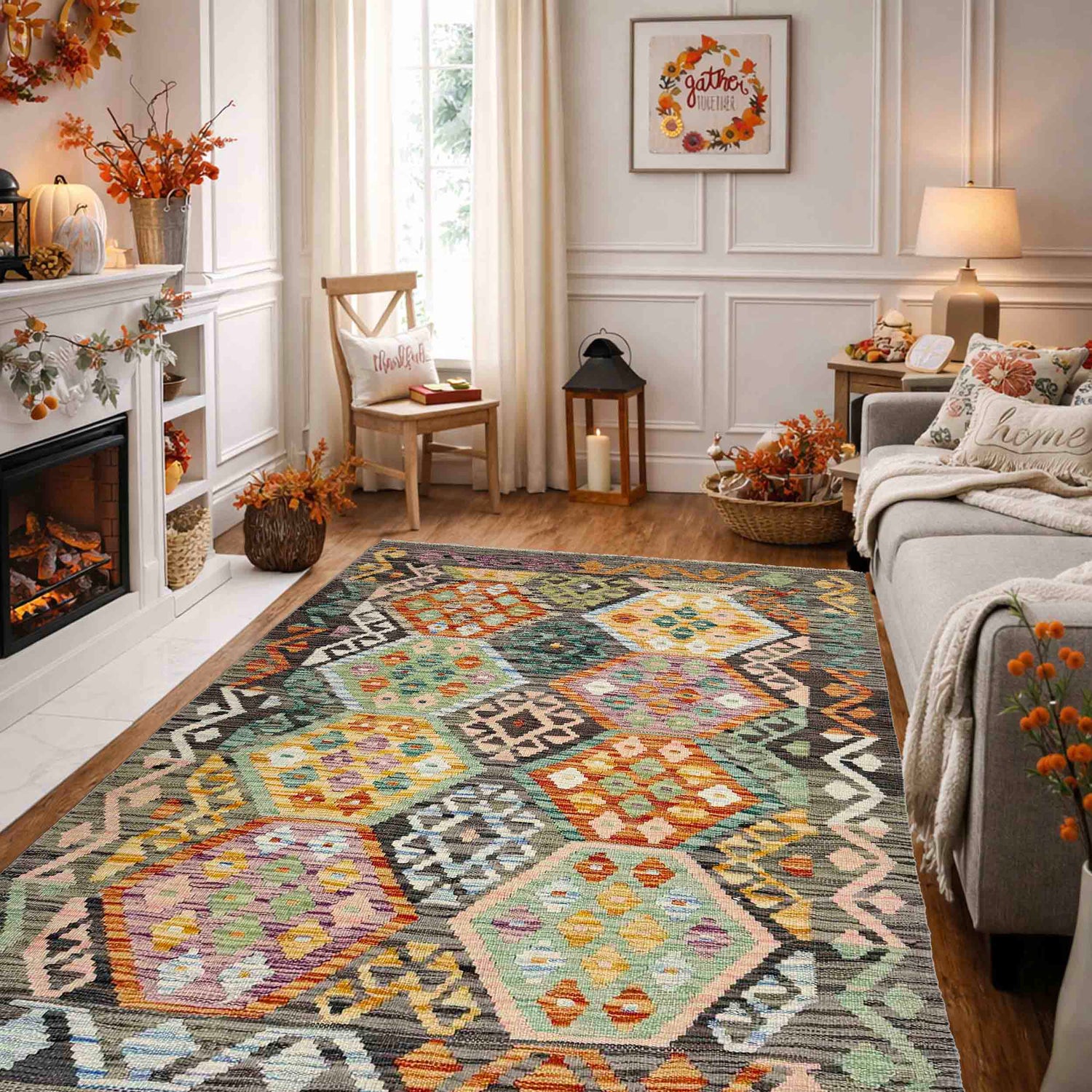 Handmade Vegetable Kilim 4' 0" x 5' 10" (ft) - No. Y39114