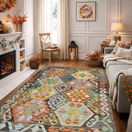 Handmade Vegetable Kilim 4' 0" x 5' 10" (ft) - No. Y39114