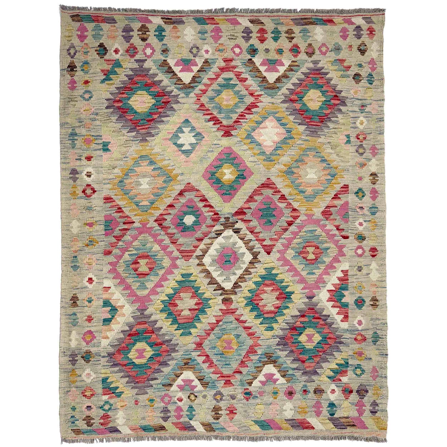 Handmade Vegetable Kelim 4' 11" x 6' 8" (ft) - No. Y39125