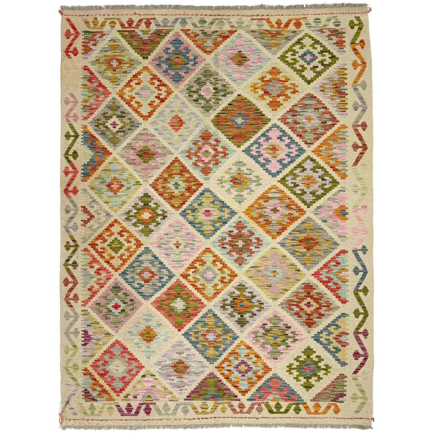 Handmade Vegetable Kelim 4' 10" x 6' 7" (ft) - No. Y39127