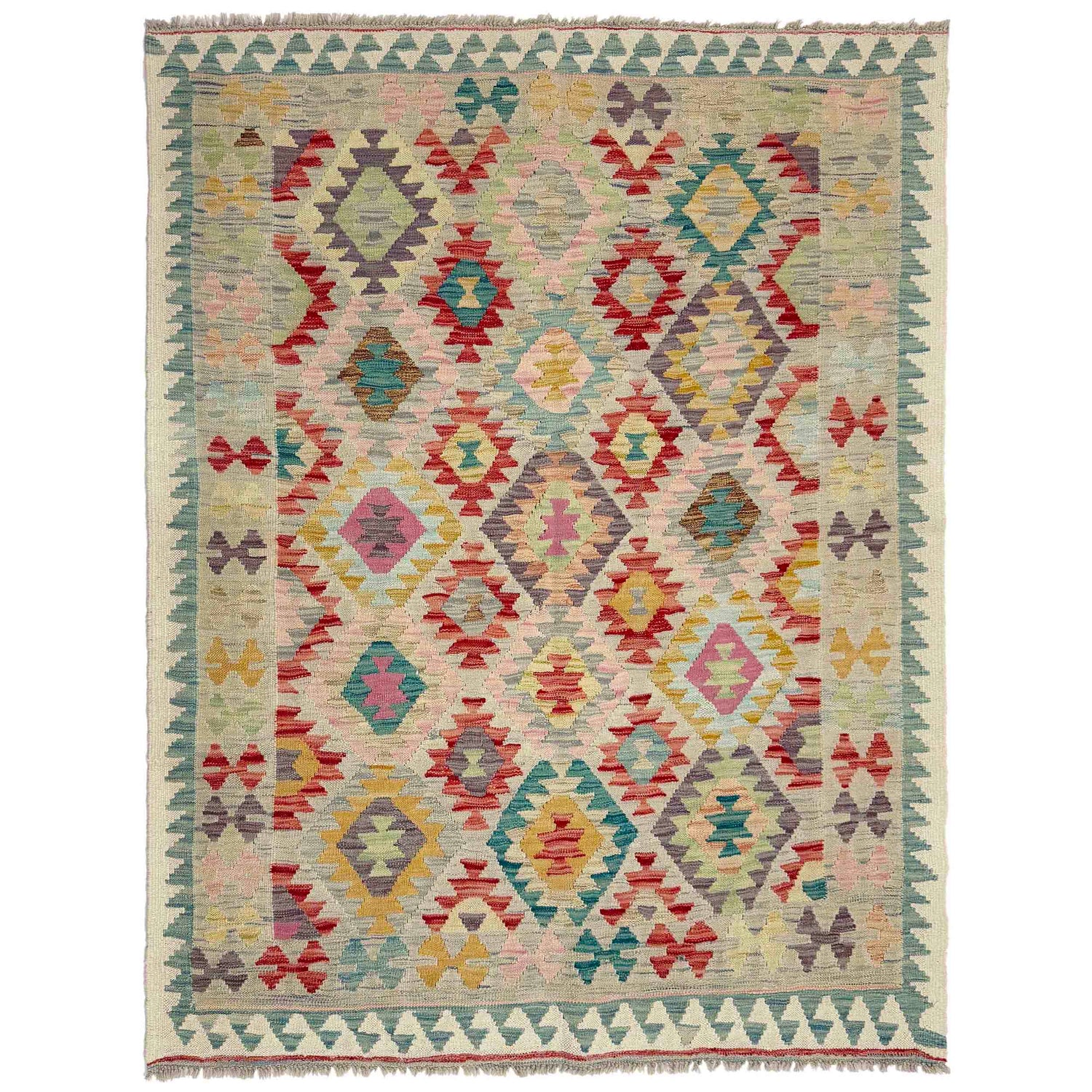 Handmade Vegetable Kilim 5' 1" x 6' 7" (ft) - No. Y39128