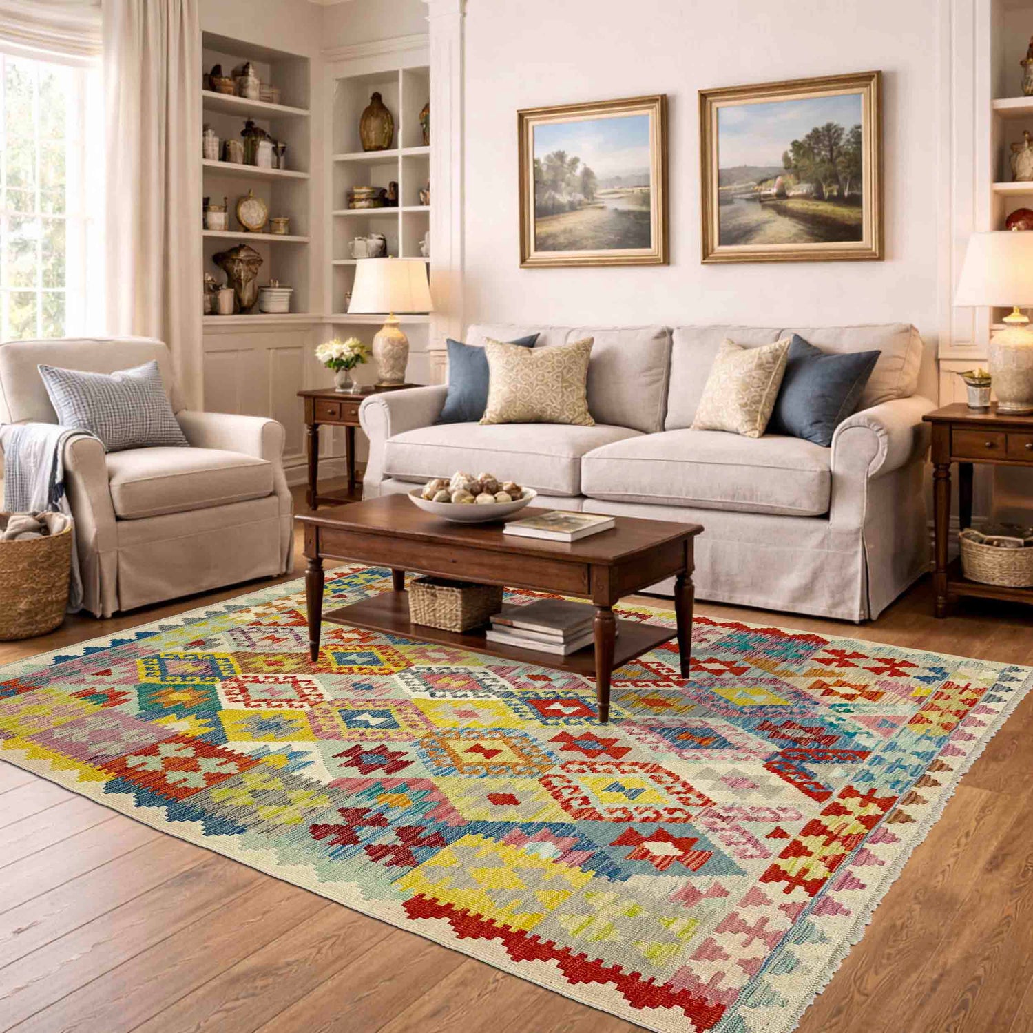 Handmade Vegetable Kilim 5' 1" x 6' 6" (ft) - No. Y39138