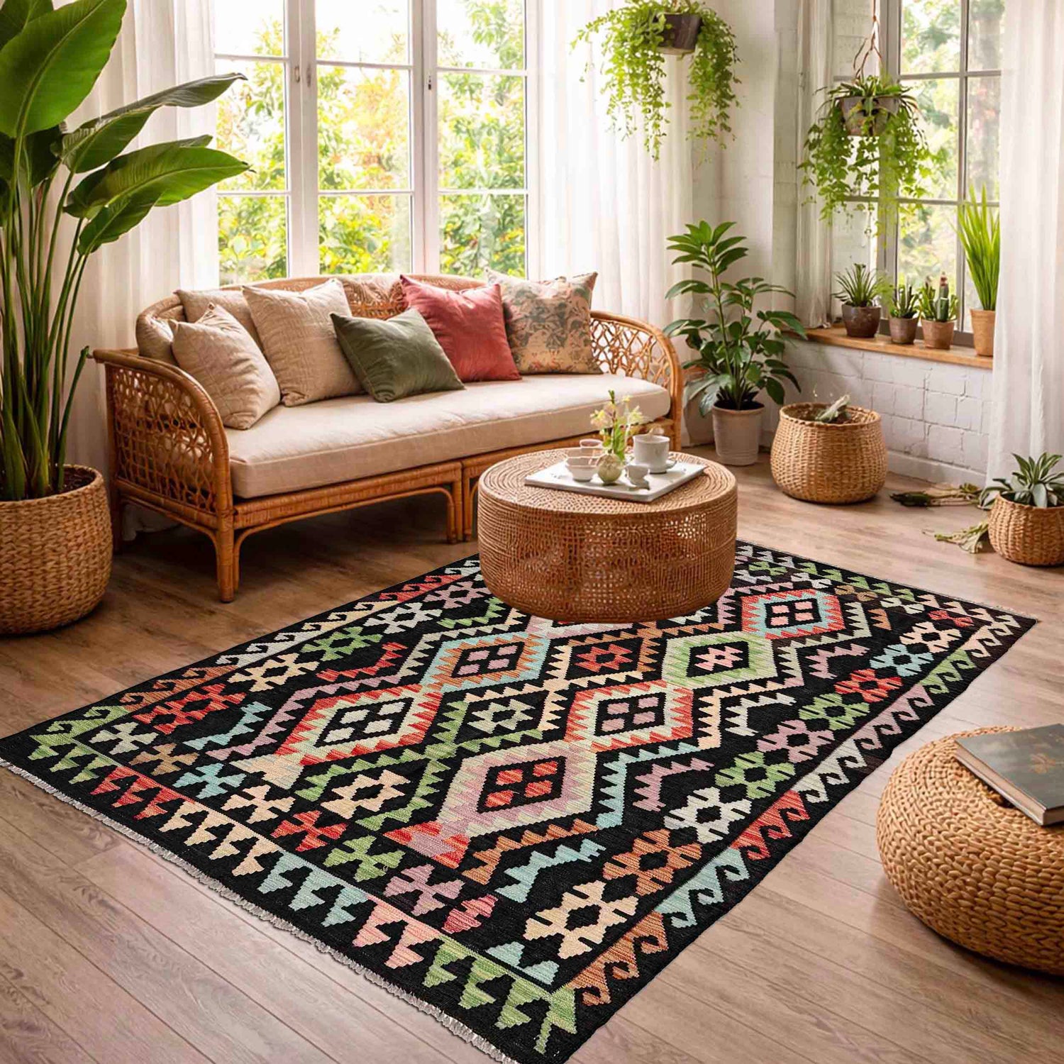 Handmade Vegetable Kelim 4' 11" x 6' 4" (ft) - No. Y39139