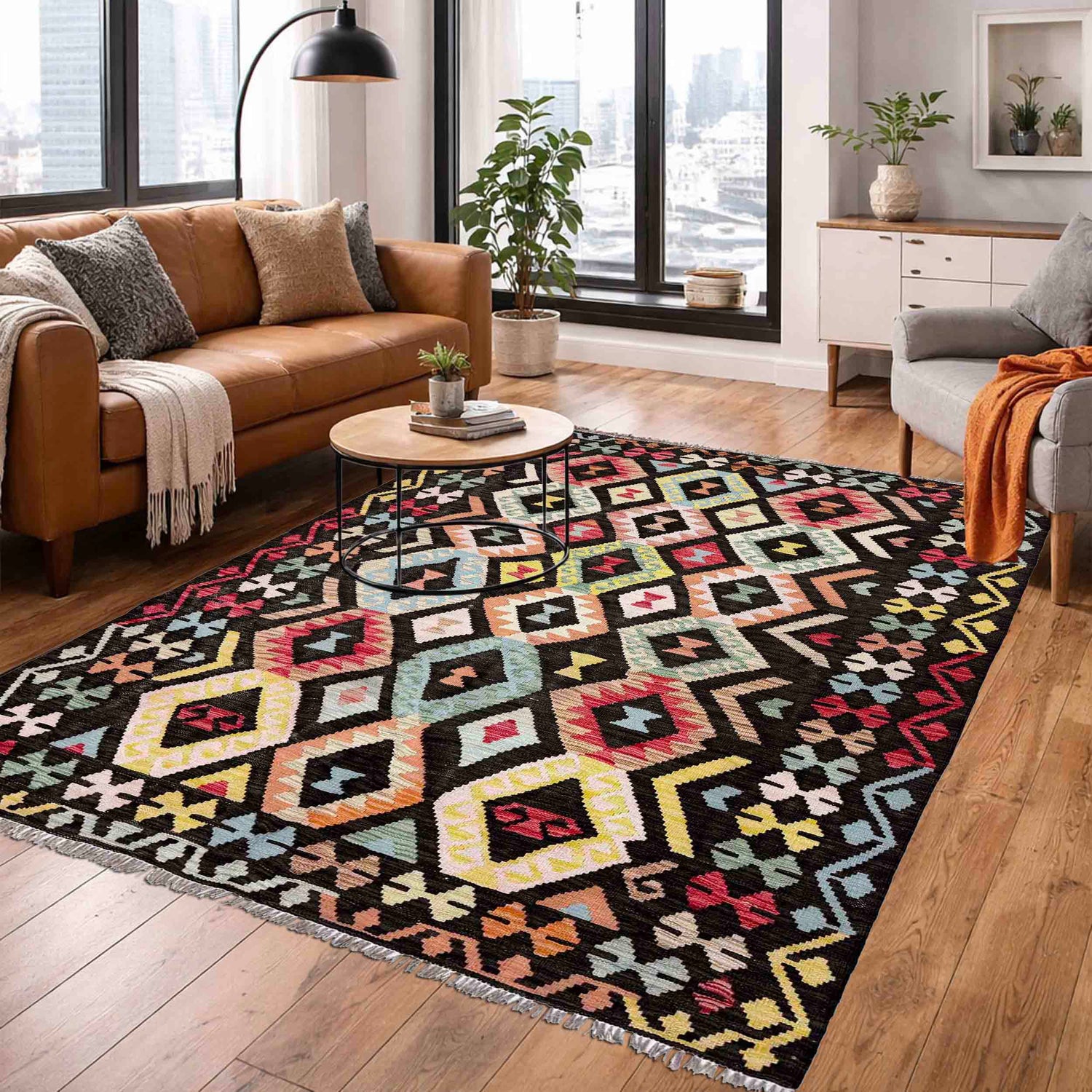 Handmade Vegetable Kilim 5' 2" x 6' 6" (ft) - No. Y39144