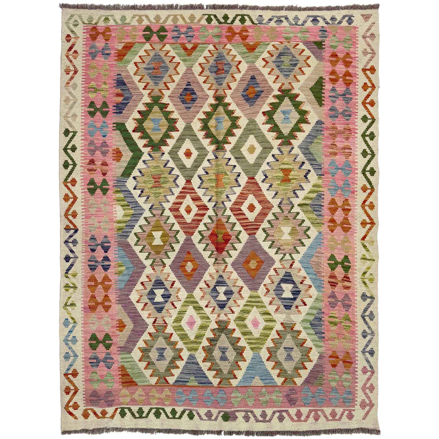 Handmade Vegetable Kelim 5' 2" x 6' 9" (ft) - No. Y39145