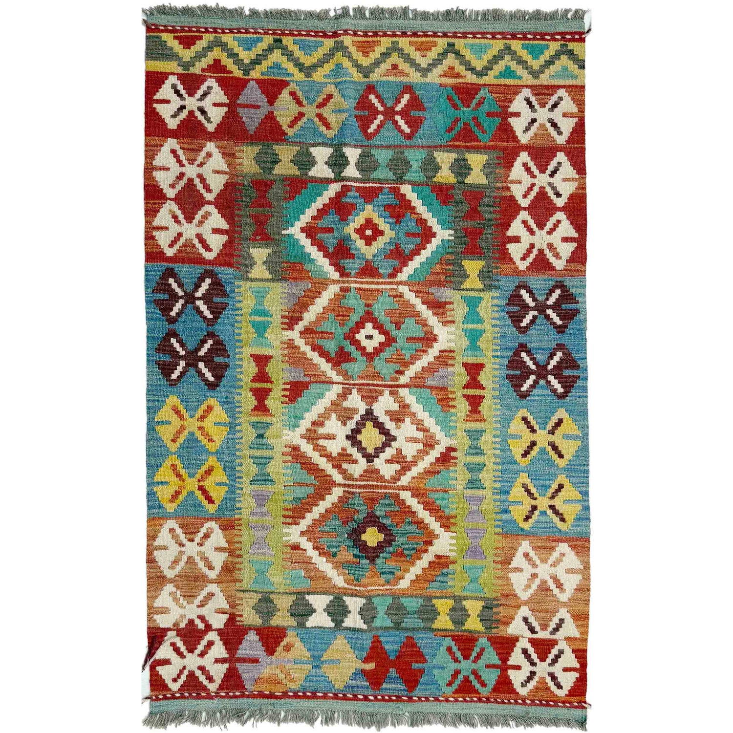 Handmade Vegetable Kelim 3' 3" x 5' 4" (ft) - No. Y39158