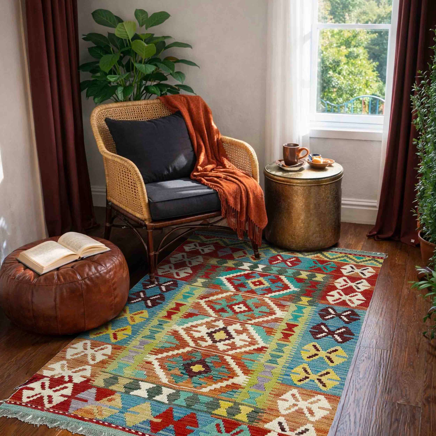 Handmade Vegetable Kelim 3' 3" x 5' 4" (ft) - No. Y39158