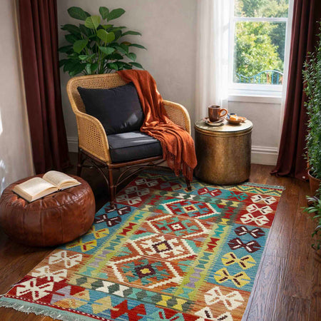 Handmade Vegetable Kelim 3' 3" x 5' 4" (ft) - No. Y39158