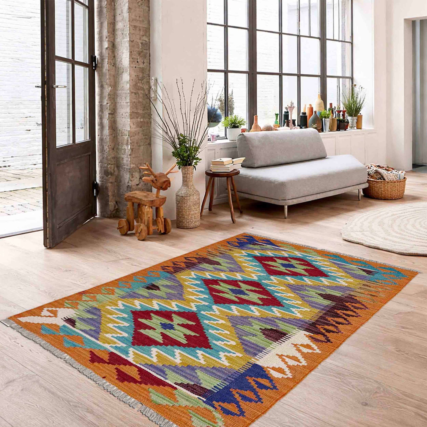 Handmade Vegetable Kelim 2' 6" x 4' 3" (ft) - No. Y39162