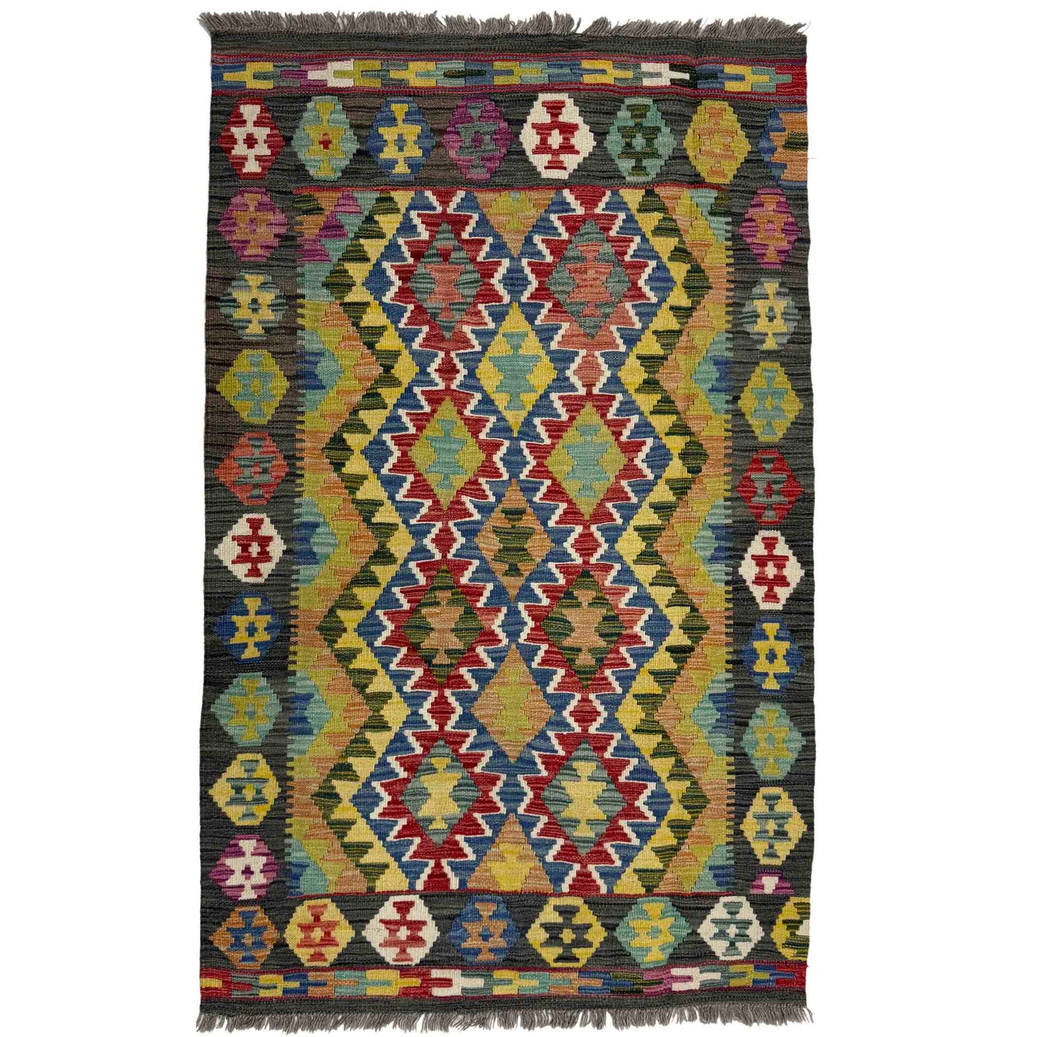 Handmade Vegetable Kelim 3' 5" x 5' 3" (ft) - No. Y39163