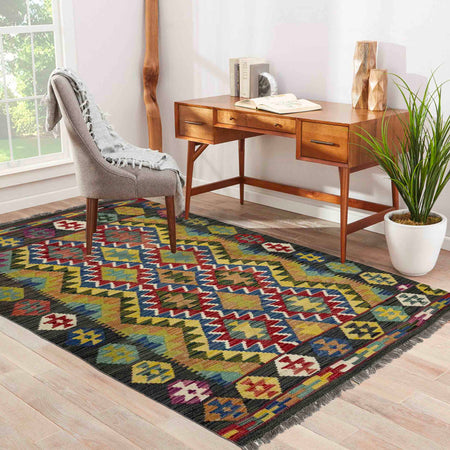 Handmade Vegetable Kelim 3' 5" x 5' 3" (ft) - No. Y39163