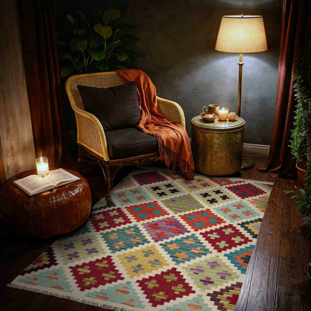 Handmade Vegetable Kelim 3' 4" x 5' 0" (ft) - No. Y39165