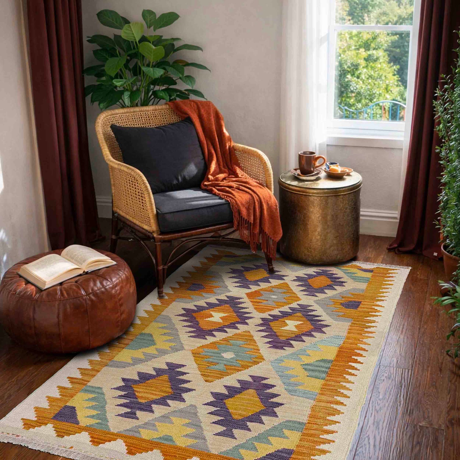 Handmade Vegetable Kilim 2' 9" x 4' 9" (ft) - No. Y39166