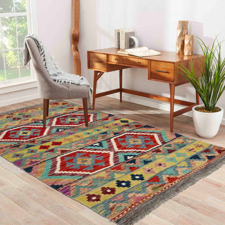 Handmade Vegetable Kelim 3' 4" x 4' 11" (ft) - No. Y39169