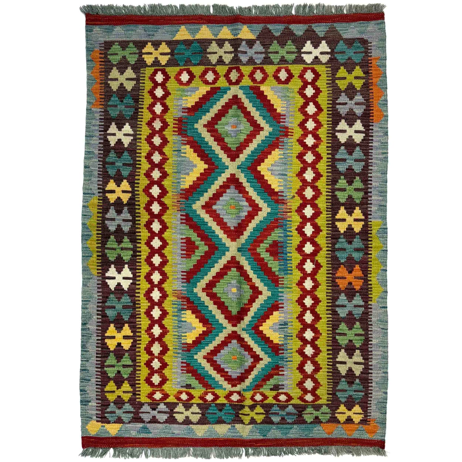 Handmade Vegetable Kilim 3' 4" x 4' 11" (ft) - No. Y39170