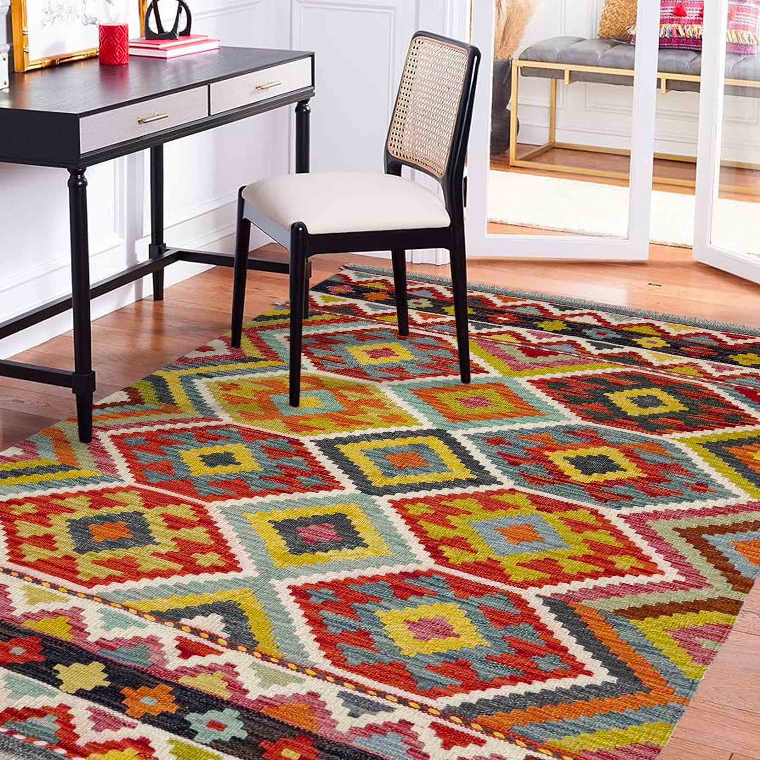 Handmade Vegetable Kilim 3' 4" x 4' 11" (ft) - No. Y39171