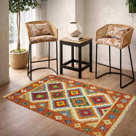 Handmade Vegetable Kilim 3' 4" x 4' 9" (ft) - No. Y39175