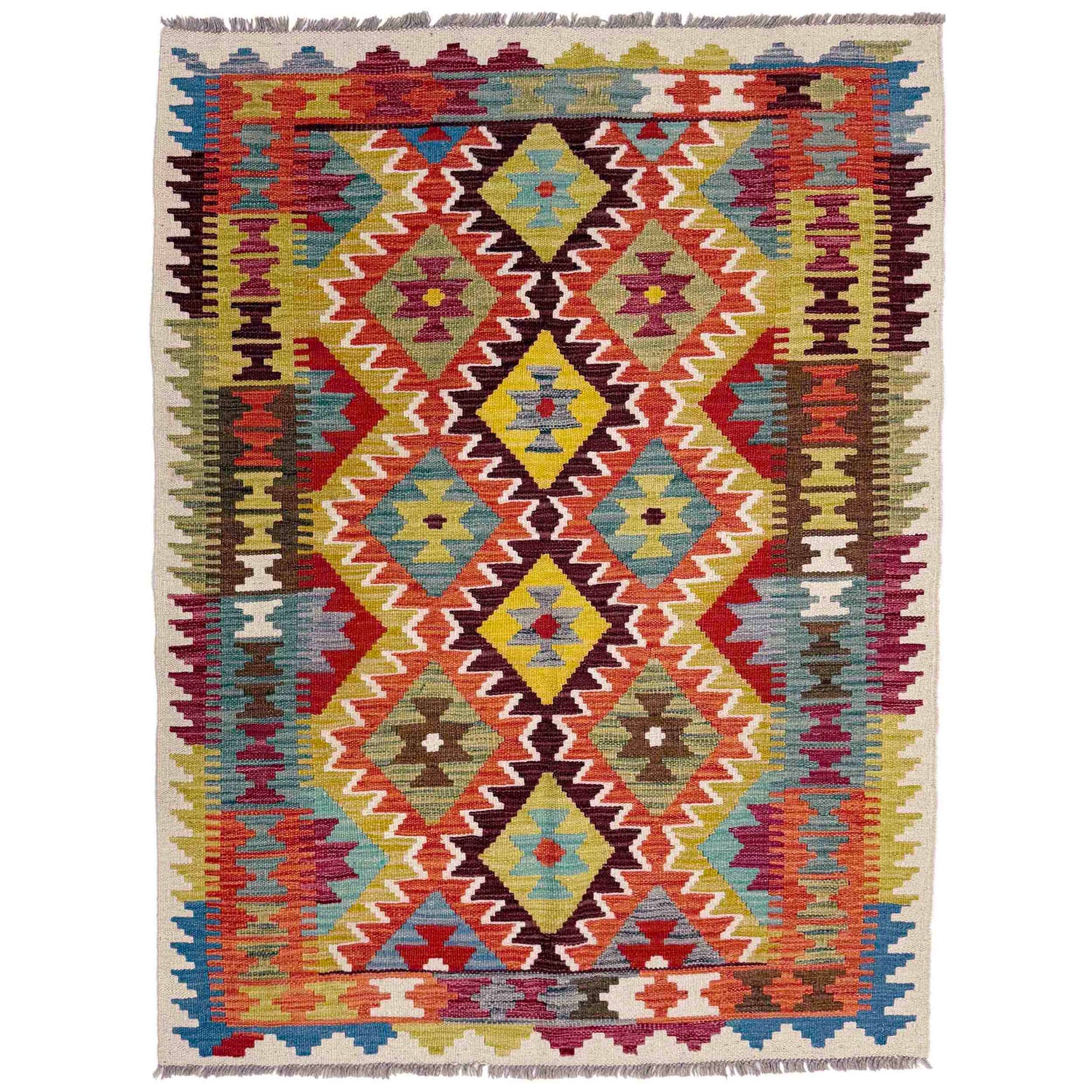 Handmade Vegetable Kelim 3' 7" x 4' 11" (ft) - No. Y39176