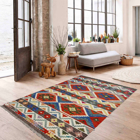 Handmade Vegetable Kelim 3' 3" x 5' 2" (ft) - No. Y39178