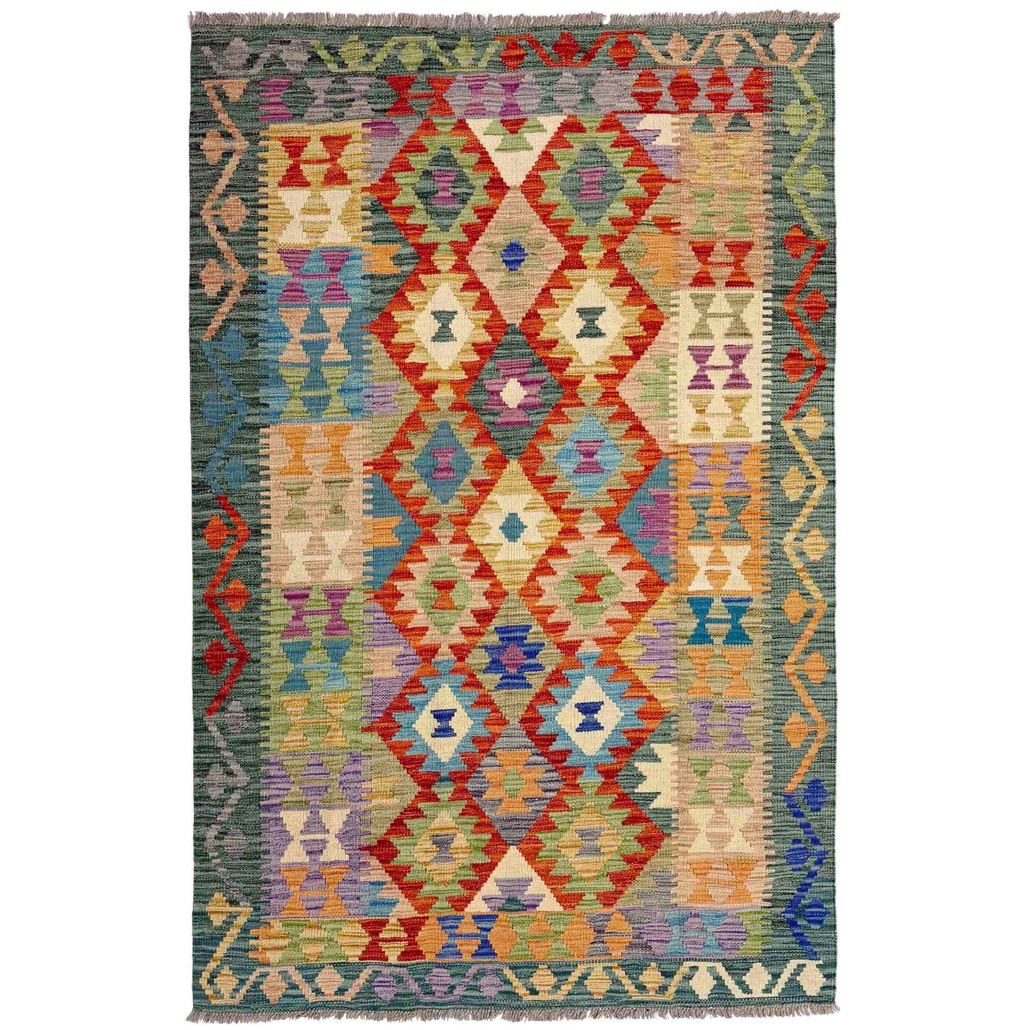 Handmade Vegetable Kilim 4' 1" x 6' 8" (ft) - No. Y39179