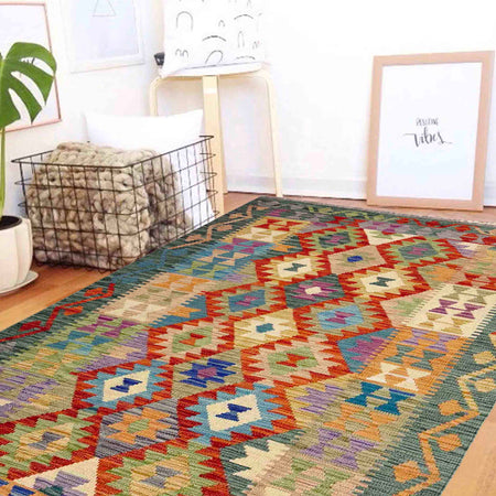Handmade Vegetable Kilim 4' 1" x 6' 8" (ft) - No. Y39179