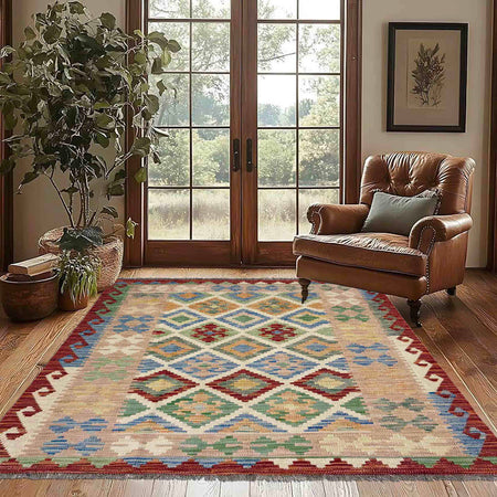 Handmade Vegetable Kilim 4' 0" x 5' 8" (ft) - No. Y39182