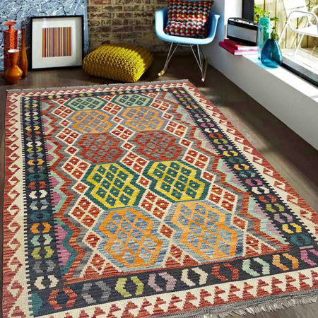 Handmade Vegetable Kelim 4' 2" x 5' 10" (ft) - No. Y39183