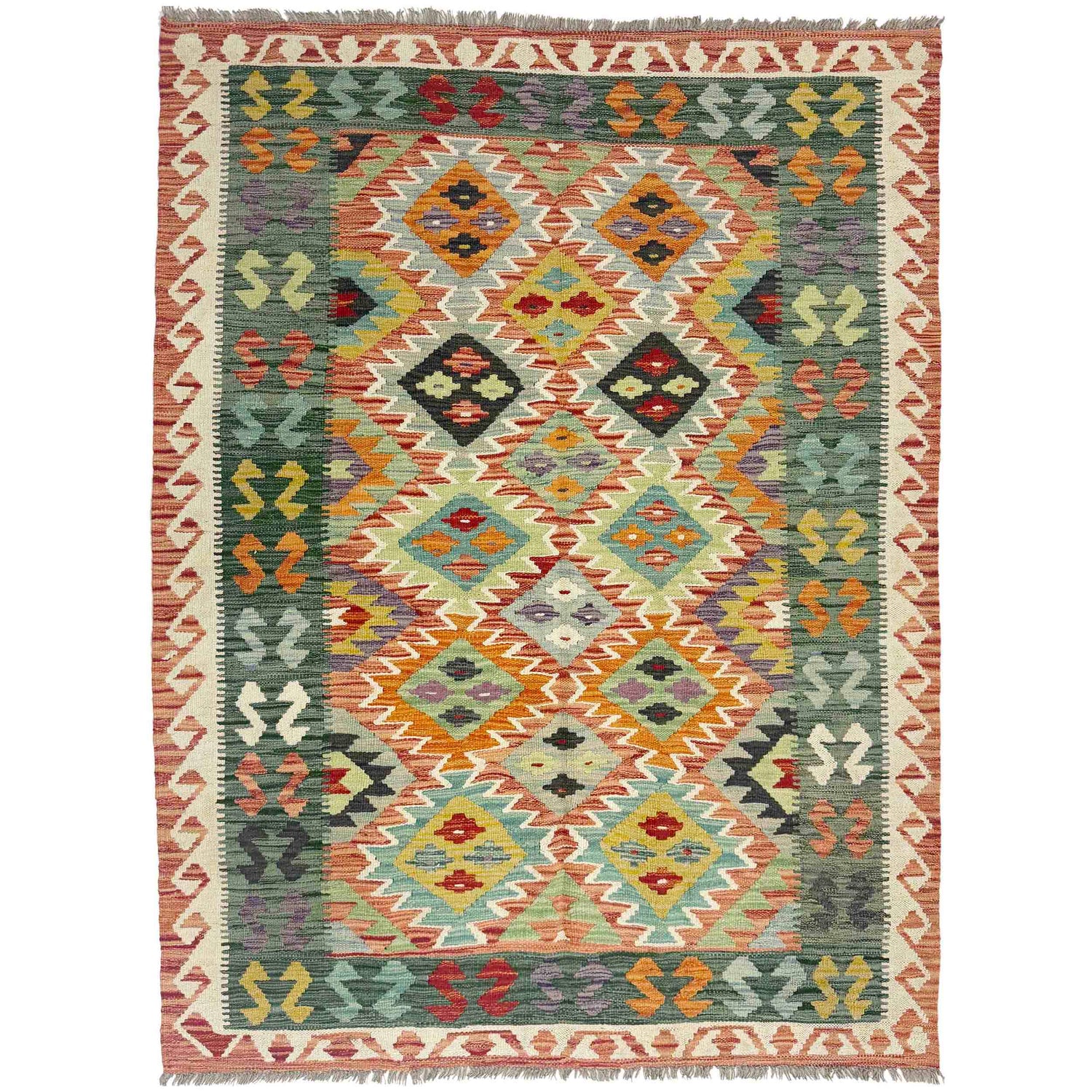 Handmade Vegetable Kilim 4' 4" x 5' 11" (ft) - No. Y39185