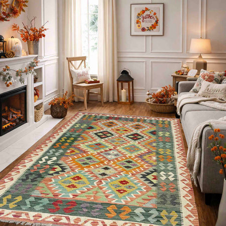 Handmade Vegetable Kilim 4' 4" x 5' 11" (ft) - No. Y39185