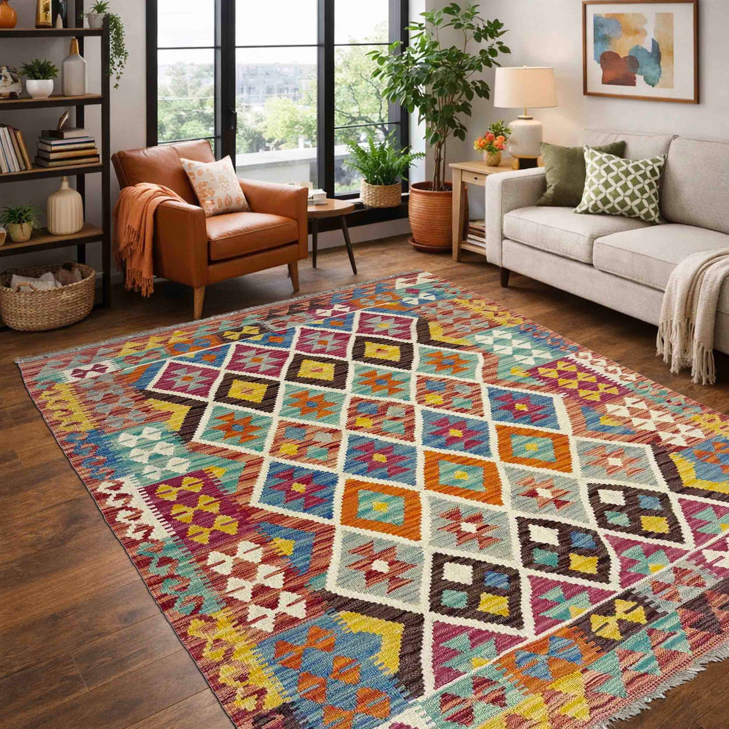 Handmade Vegetable Kelim 4' 2" x 5' 9" (ft) - No. Y39187