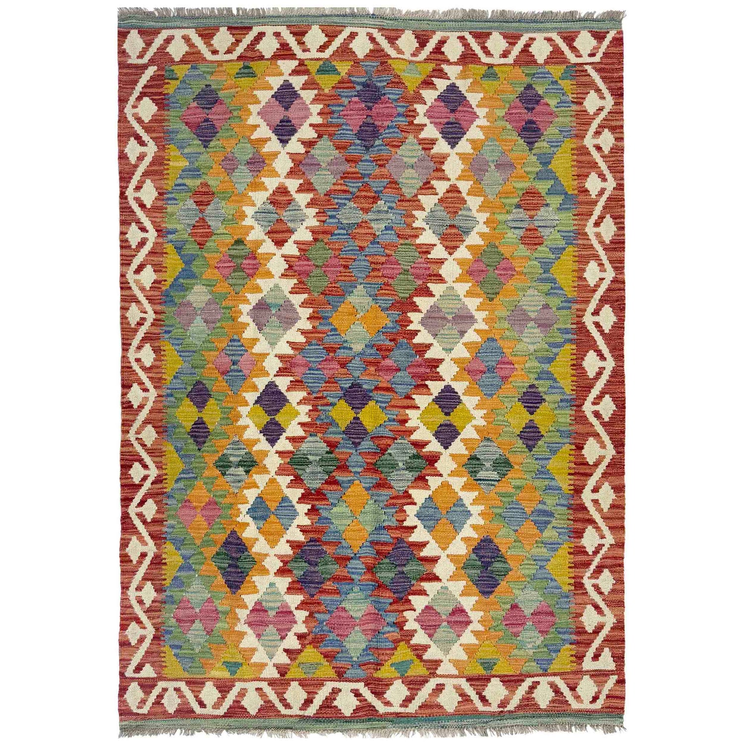 Handmade Vegetable Kilim 4' 2" x 6' 0" (ft) - No. Y39189