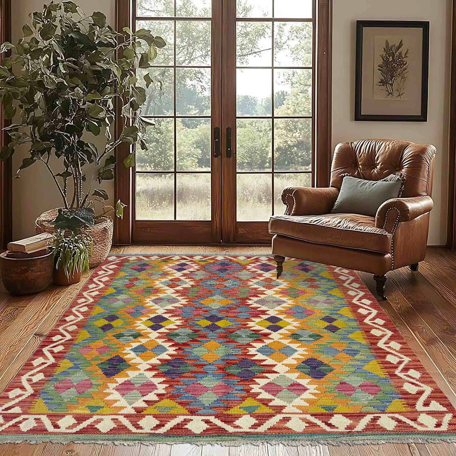 Handmade Vegetable Kilim 4' 2" x 6' 0" (ft) - No. Y39189