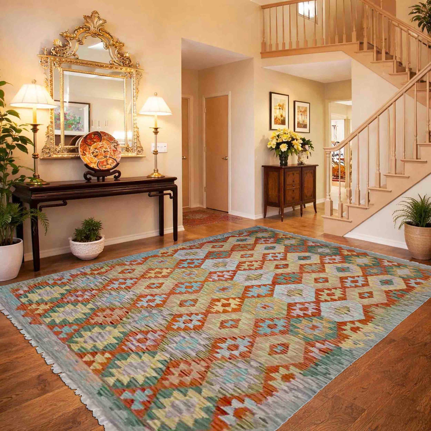 Handmade Vegetable Kilim 5' 7" x 8' 0" (ft) - No. Y39191