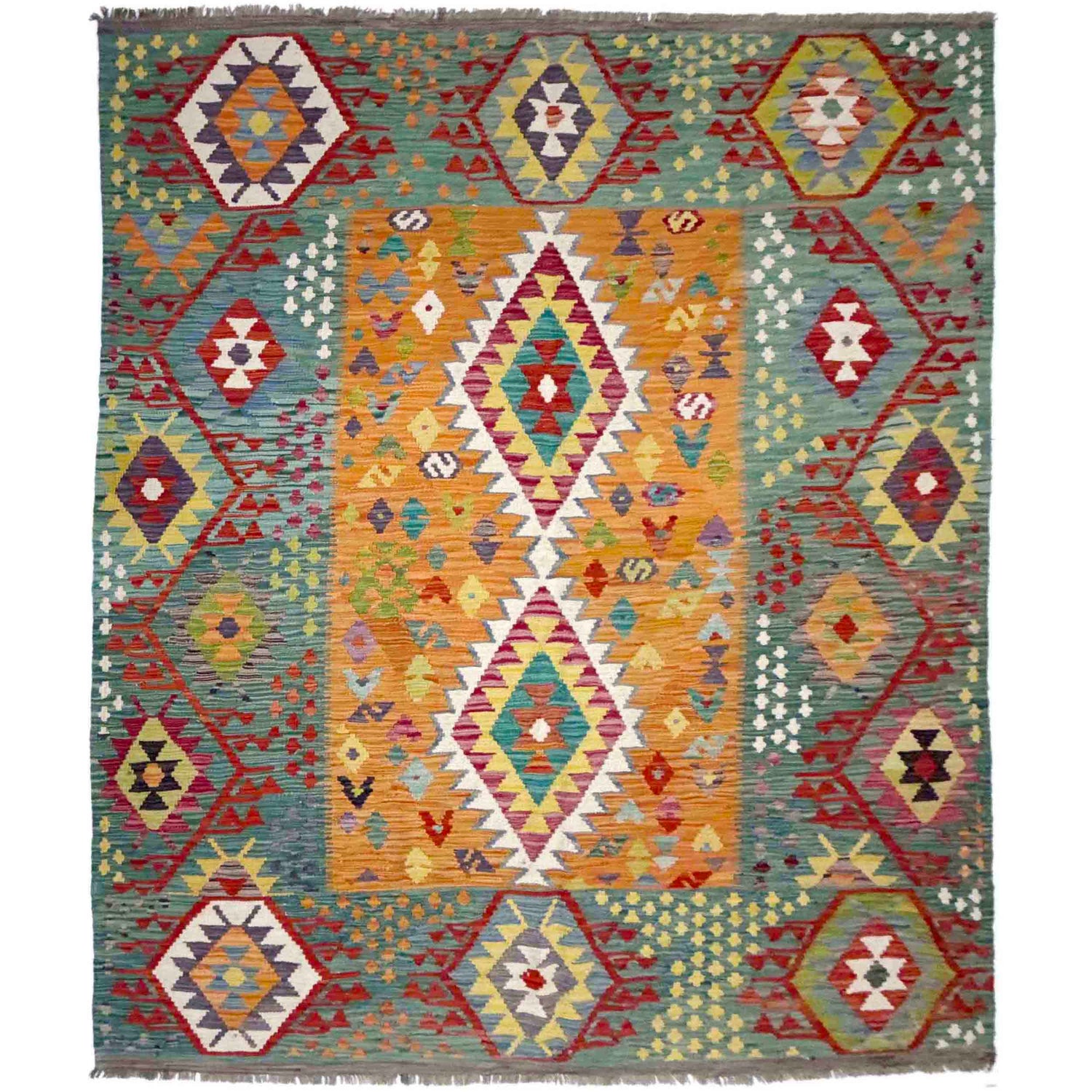 Handmade Vegetable Kelim 6' 2" x 7' 11" (ft) - No. Y39194